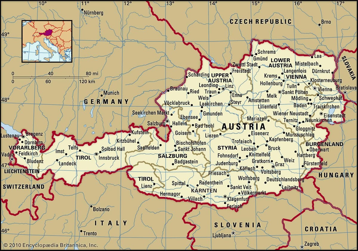 地图在奥地利城堡