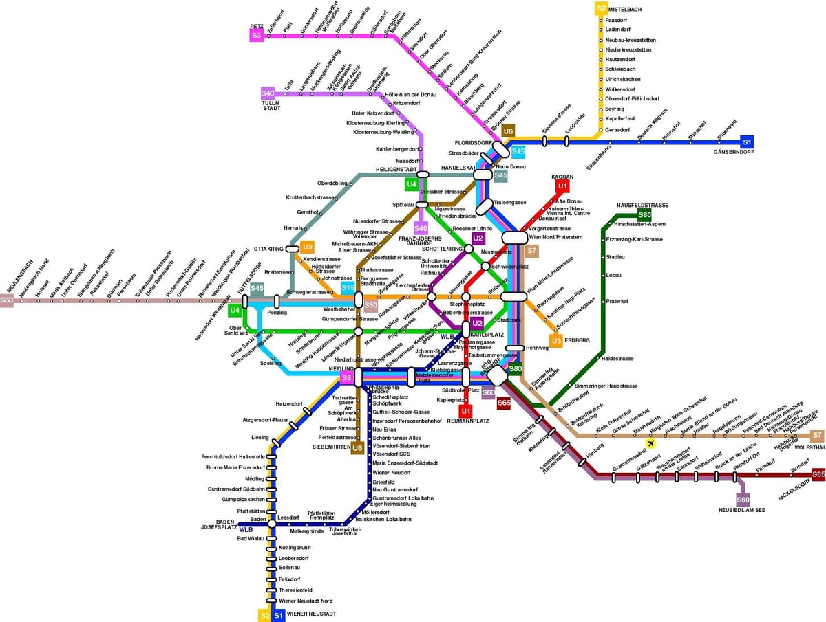 维也纳奥地利的公共交通运输地图