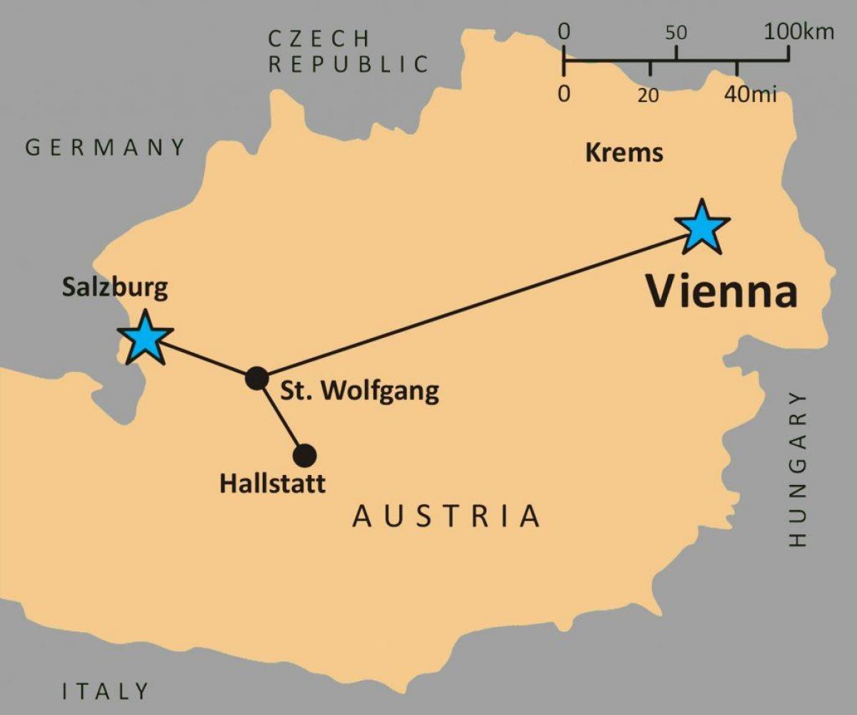 地图的哈尔施塔特的奥地利 