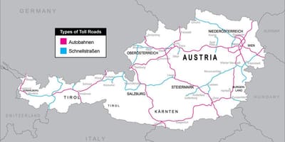 收费公路的奥地利地图